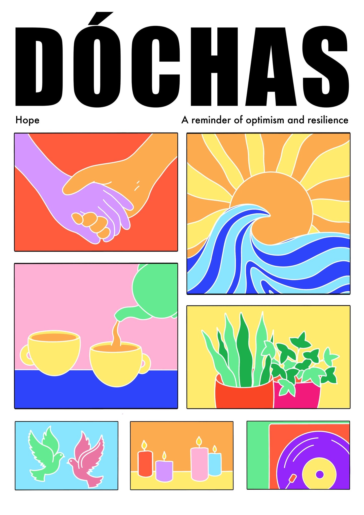 Irish Hope Print: Colorful Gaeilge Saying, Dochas Wall Art