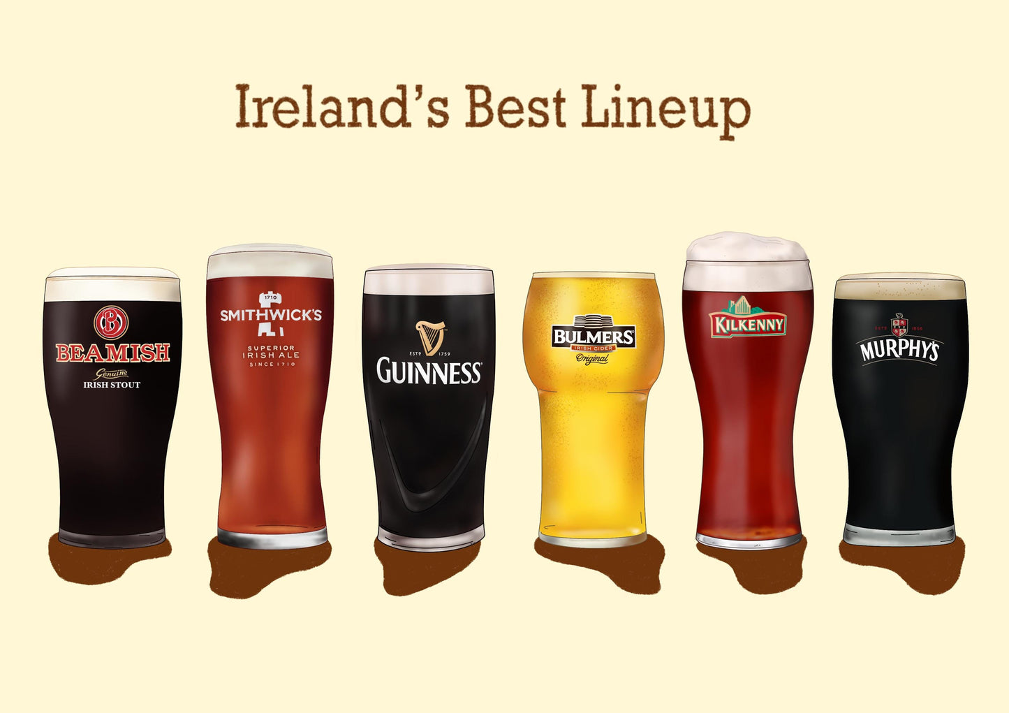 Irish Beer Pints Art Print | Ireland Bar Decor