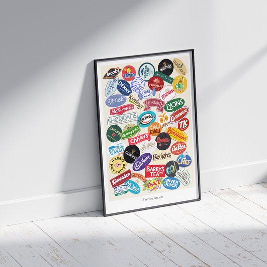 Taste of Ireland Print - 46 Hand Drawn Logos of some of the best Irish food and drink