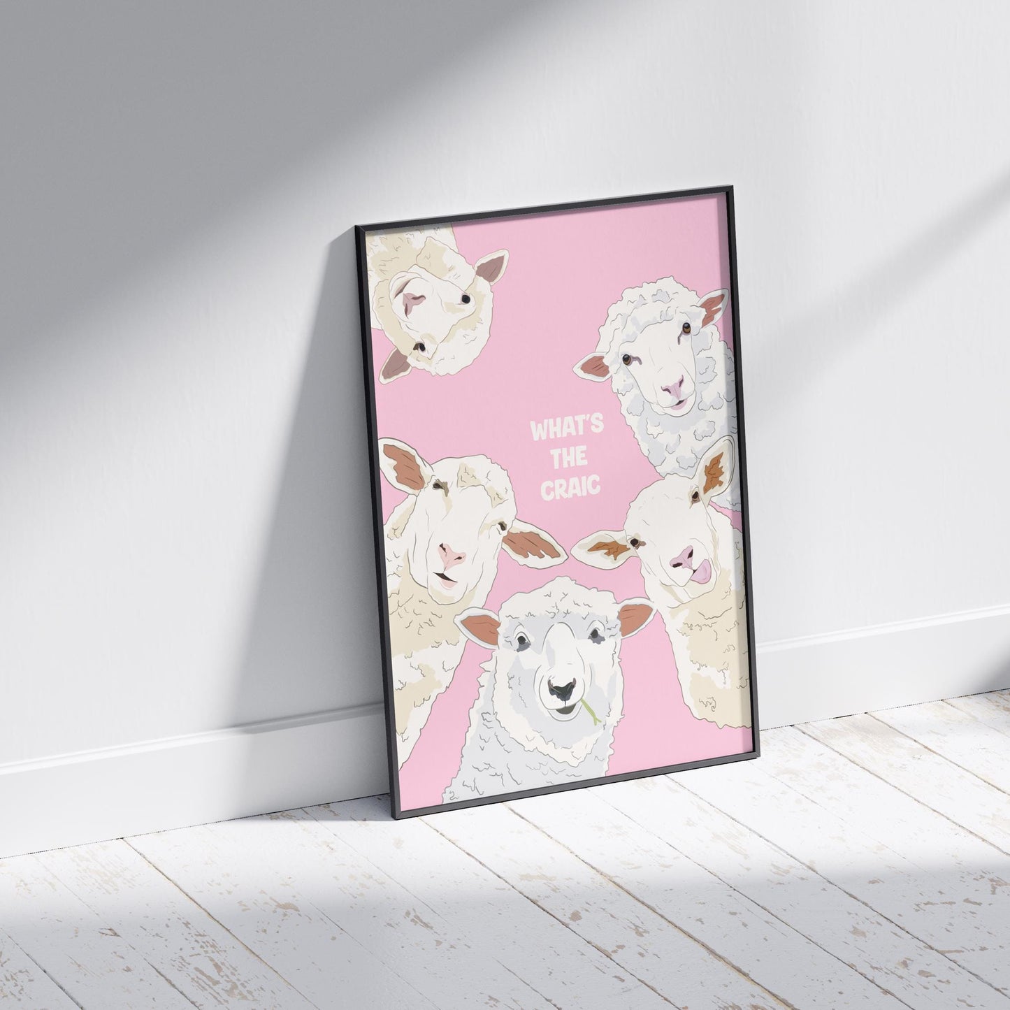 Funny Sheep Print: Irish 'What's the Craic' Wall Art