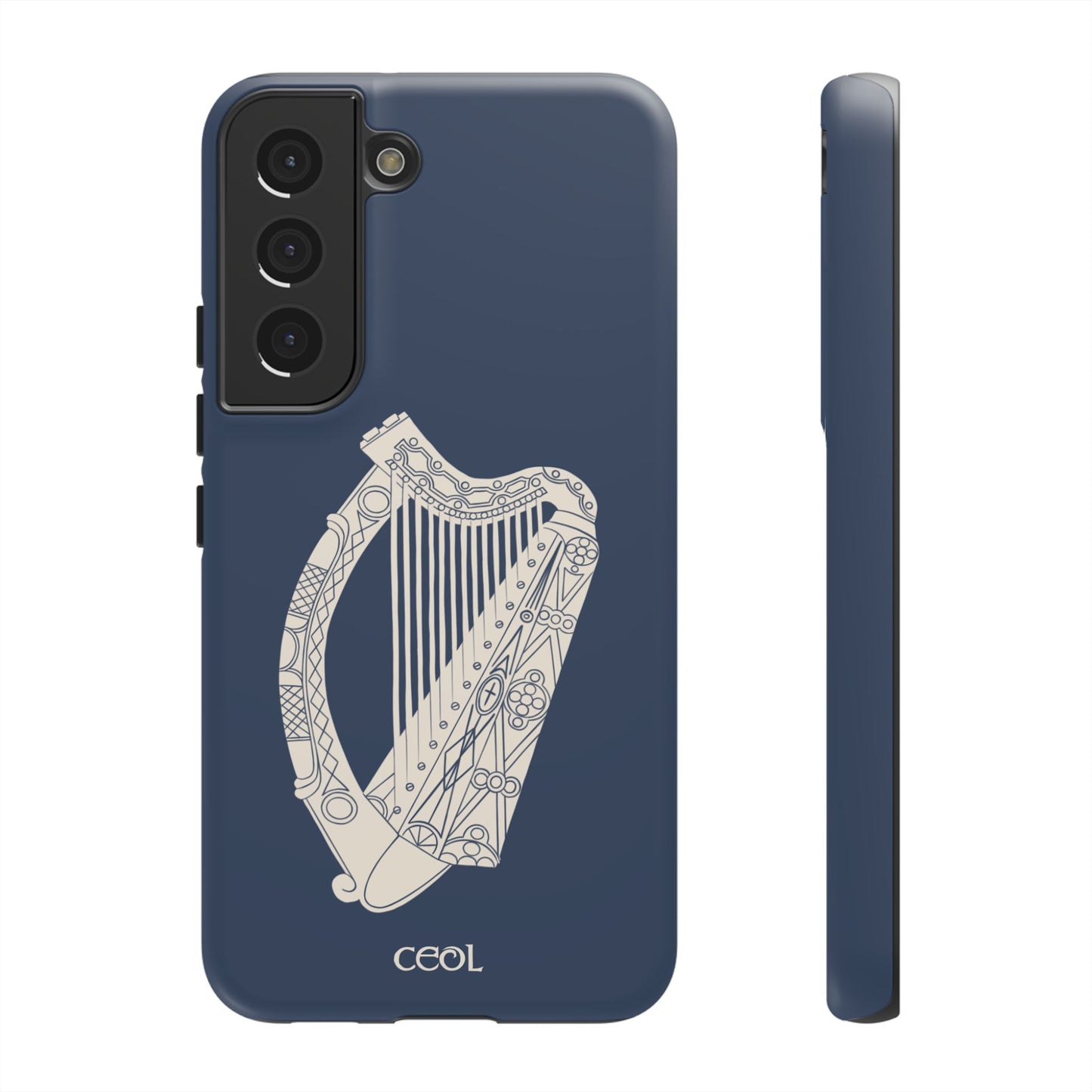 Navy Celtic Harp Tough Irish Phone Case, Ceol