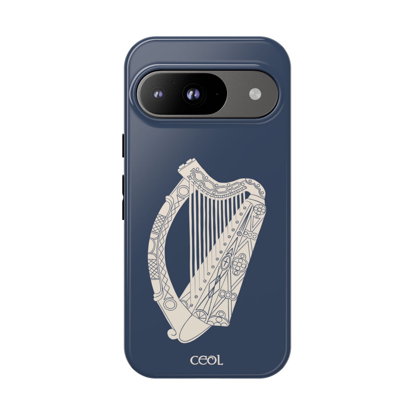 Navy Celtic Harp Tough Irish Phone Case, Ceol