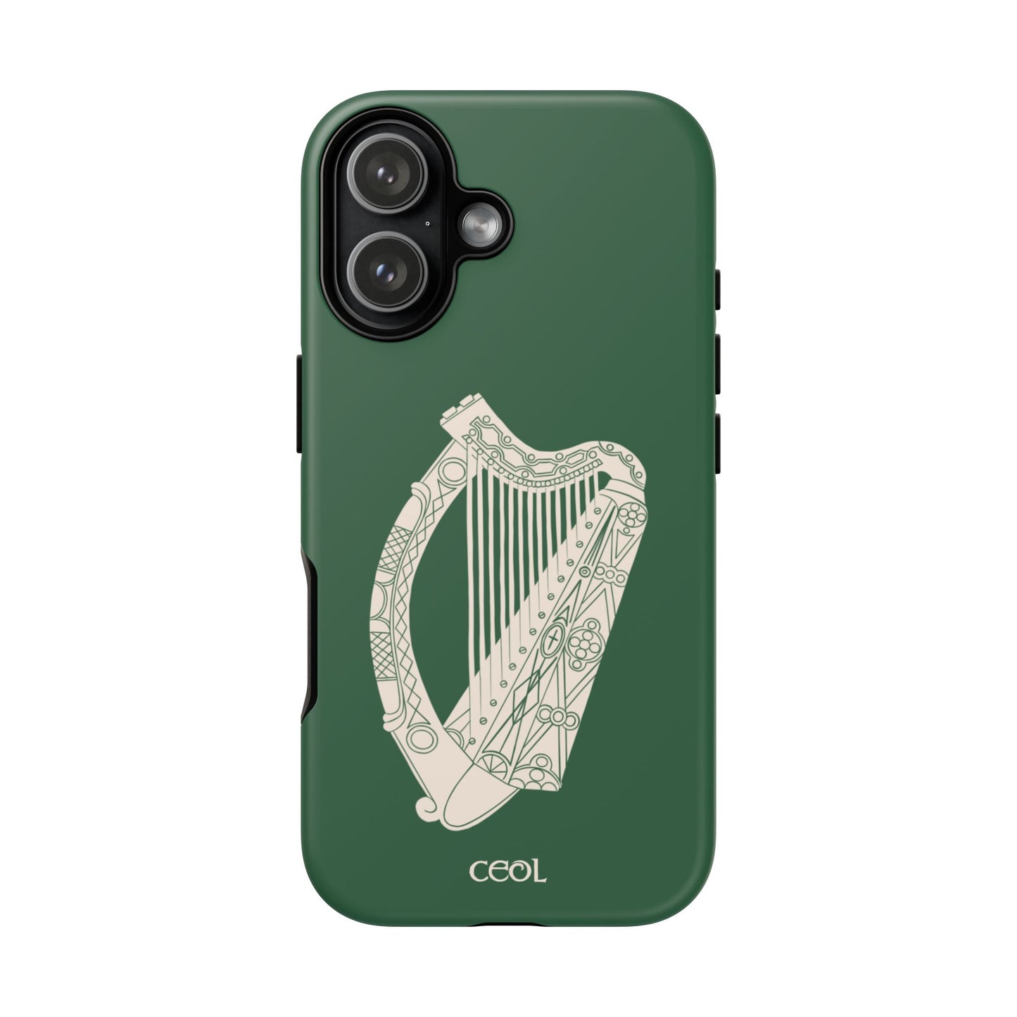 Green Celtic Harp Tough Irish Phone Case, Ceol