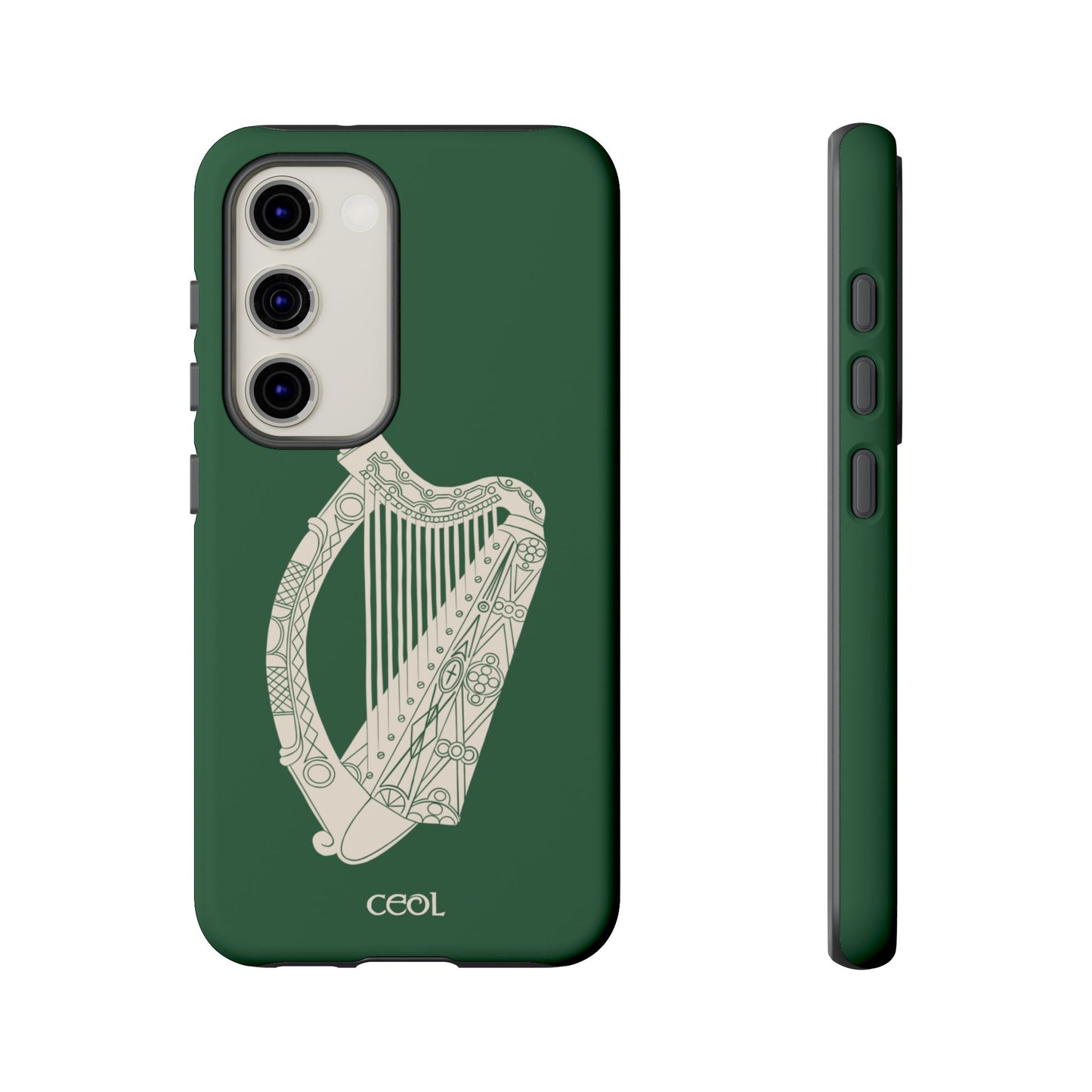 Green Celtic Harp Tough Irish Phone Case, Ceol