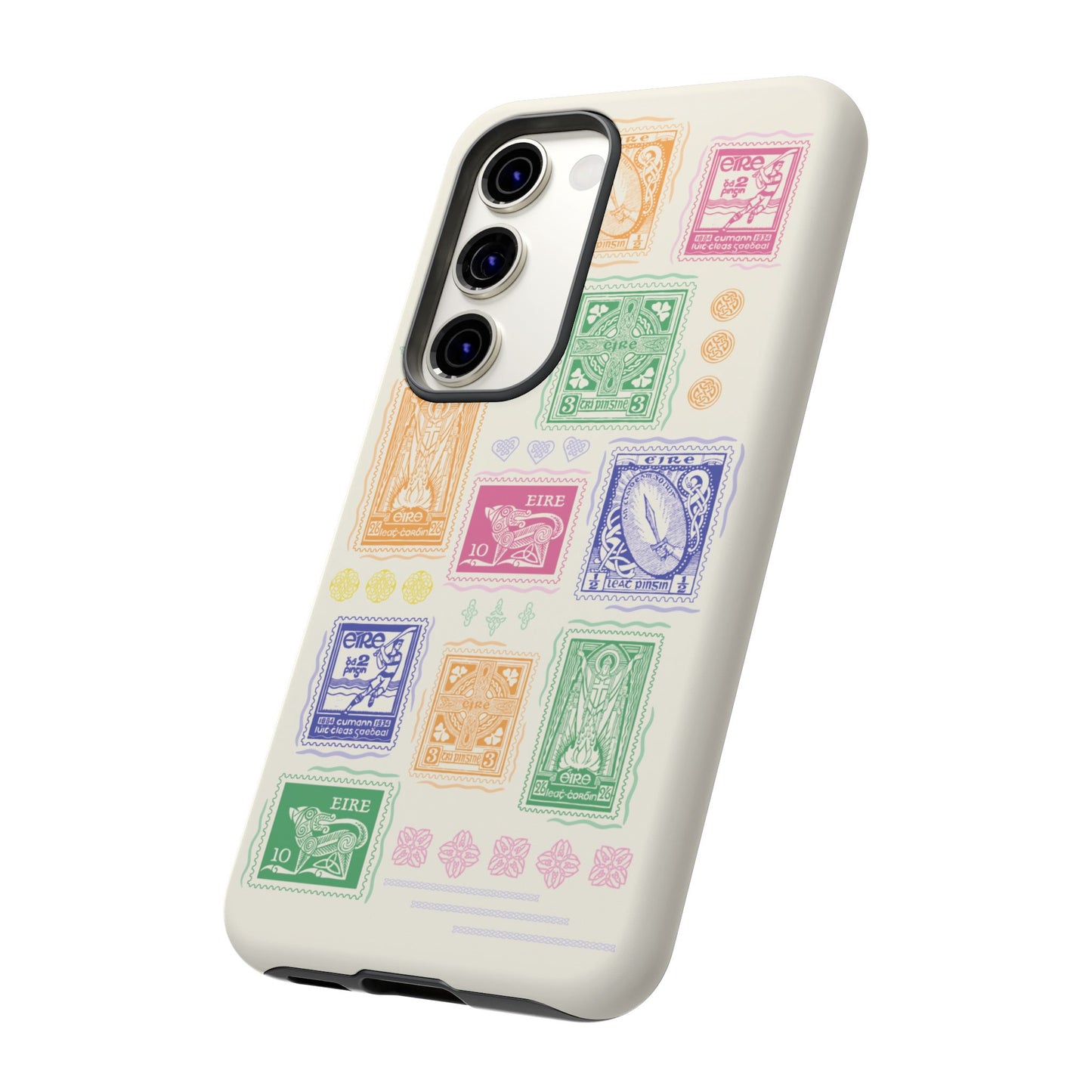 Colourful Vintage Irish Stamps and Celtic Symbols Tough Phone Case
