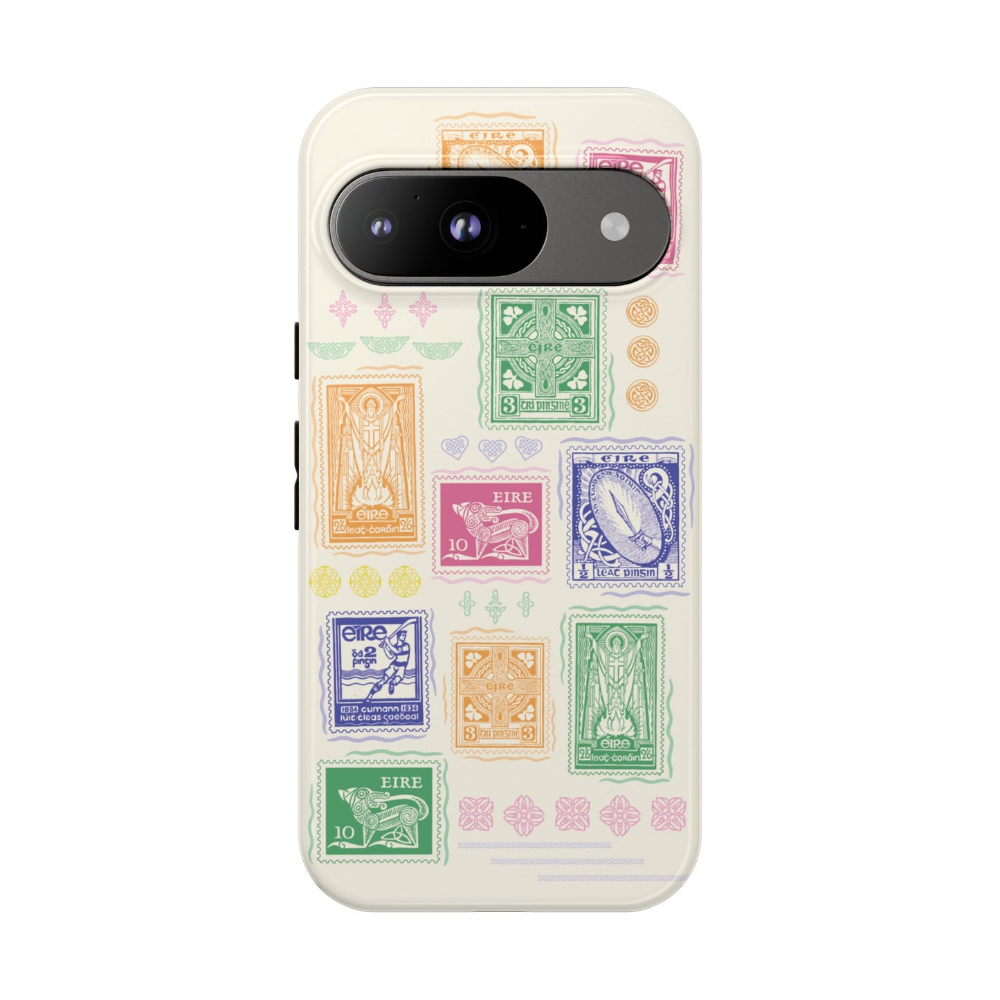 Colourful Vintage Irish Stamps and Celtic Symbols Tough Phone Case