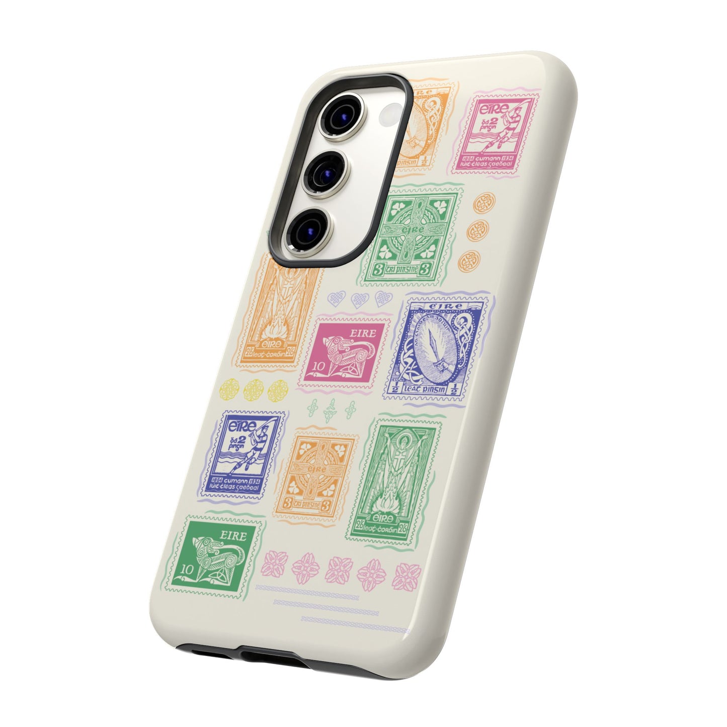Colourful Vintage Irish Stamps and Celtic Symbols Tough Phone Case