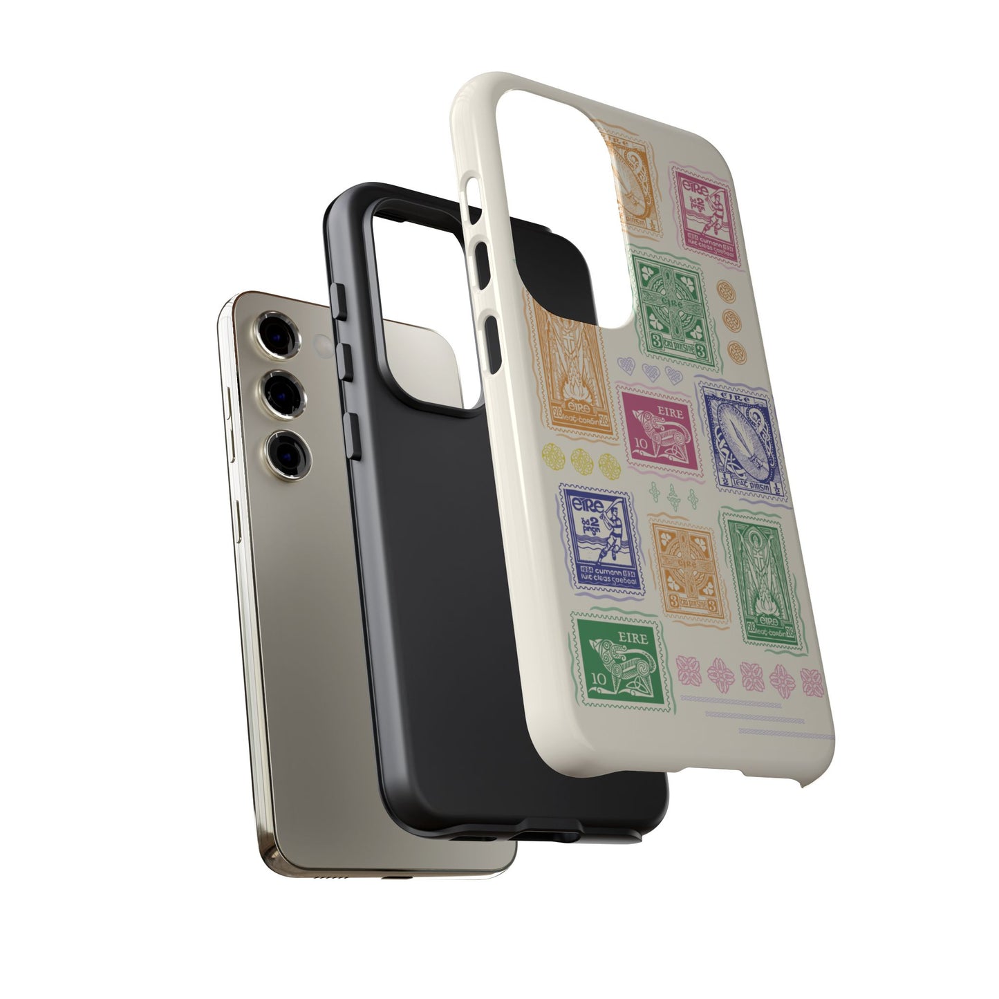 Colourful Vintage Irish Stamps and Celtic Symbols Tough Phone Case