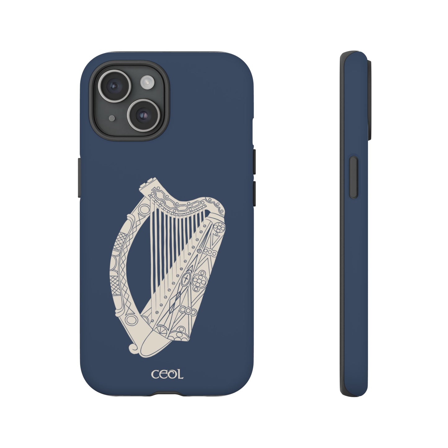 Navy Celtic Harp Tough Irish Phone Case, Ceol