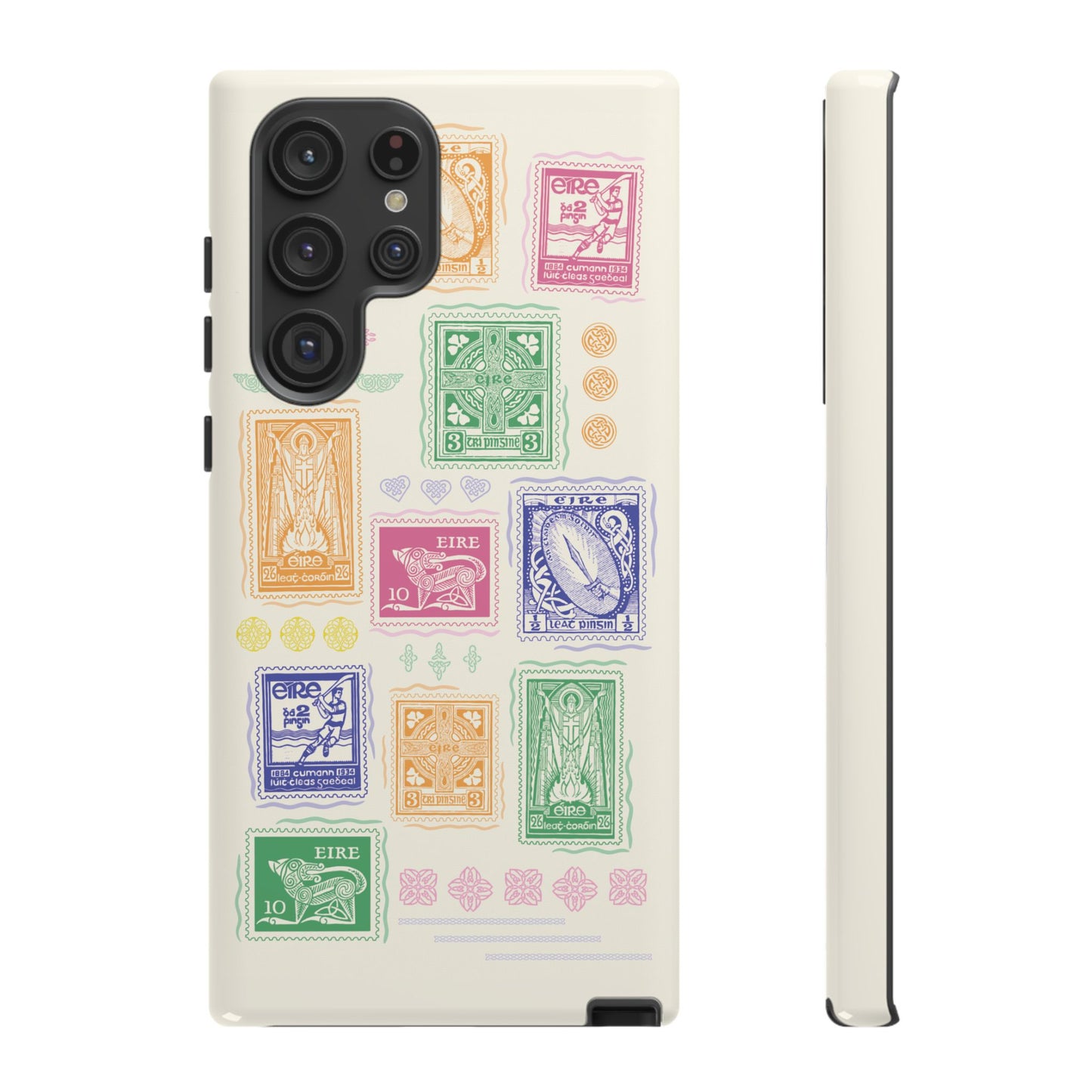 Colourful Vintage Irish Stamps and Celtic Symbols Tough Phone Case