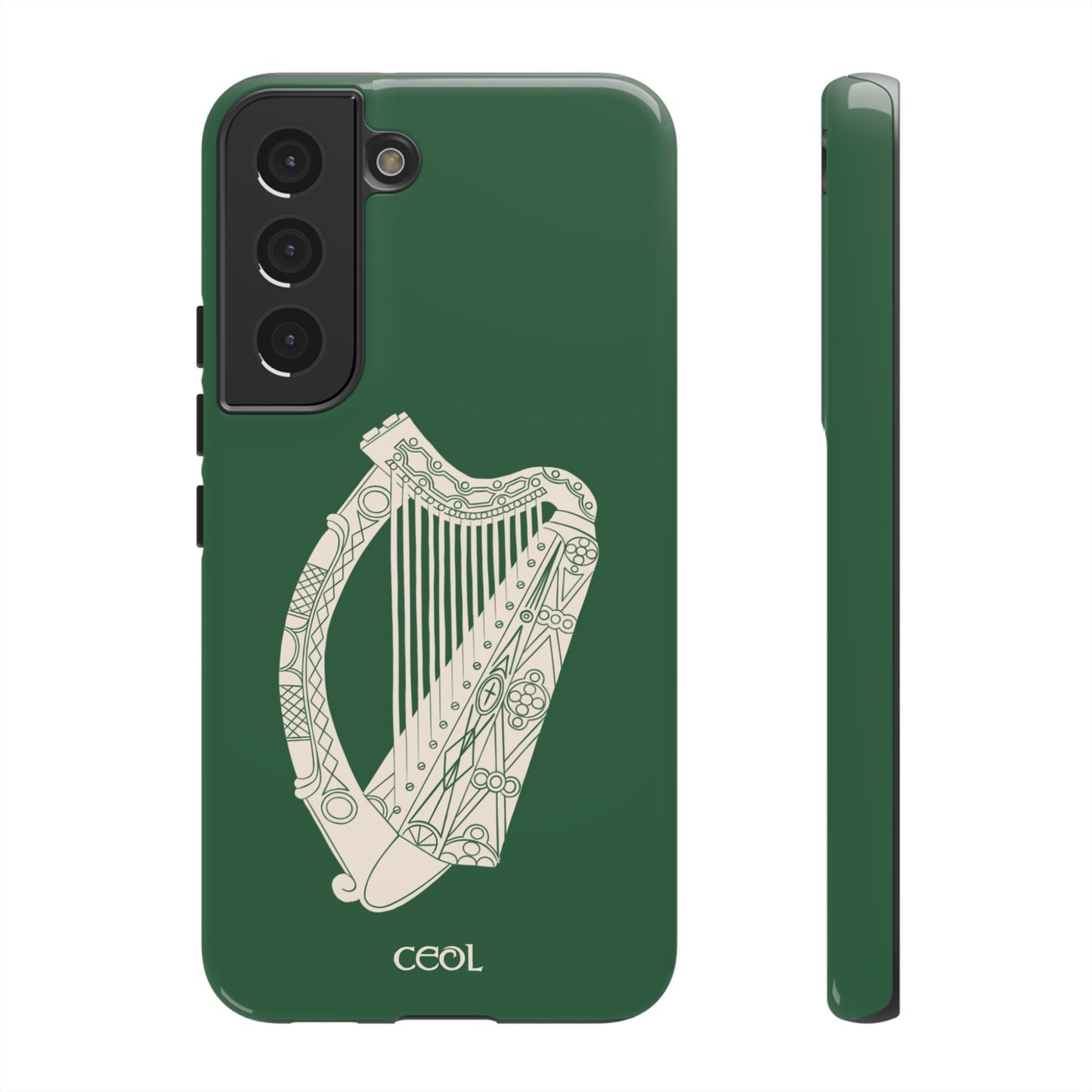 Green Celtic Harp Tough Irish Phone Case, Ceol