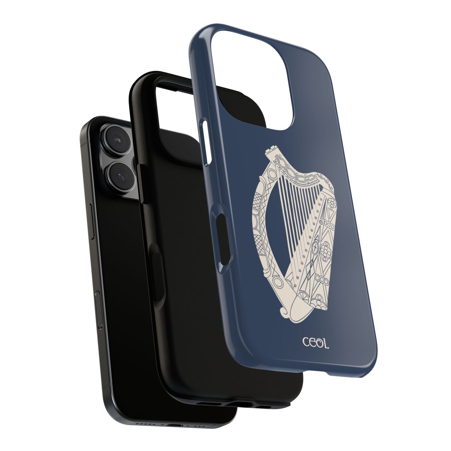 Navy Celtic Harp Tough Irish Phone Case, Ceol