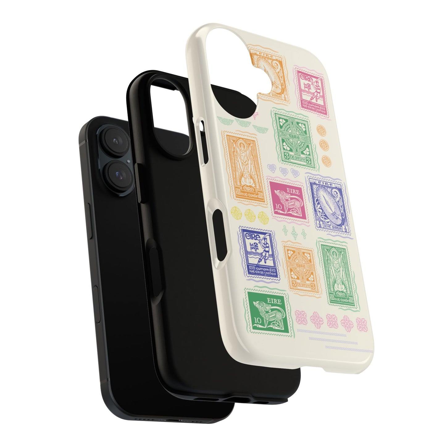 Colourful Vintage Irish Stamps and Celtic Symbols Tough Phone Case