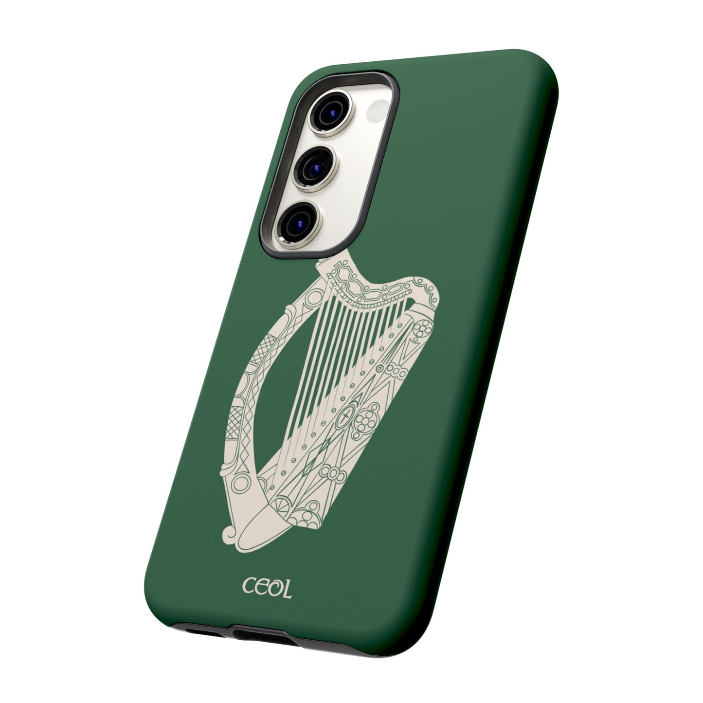 Green Celtic Harp Tough Irish Phone Case, Ceol