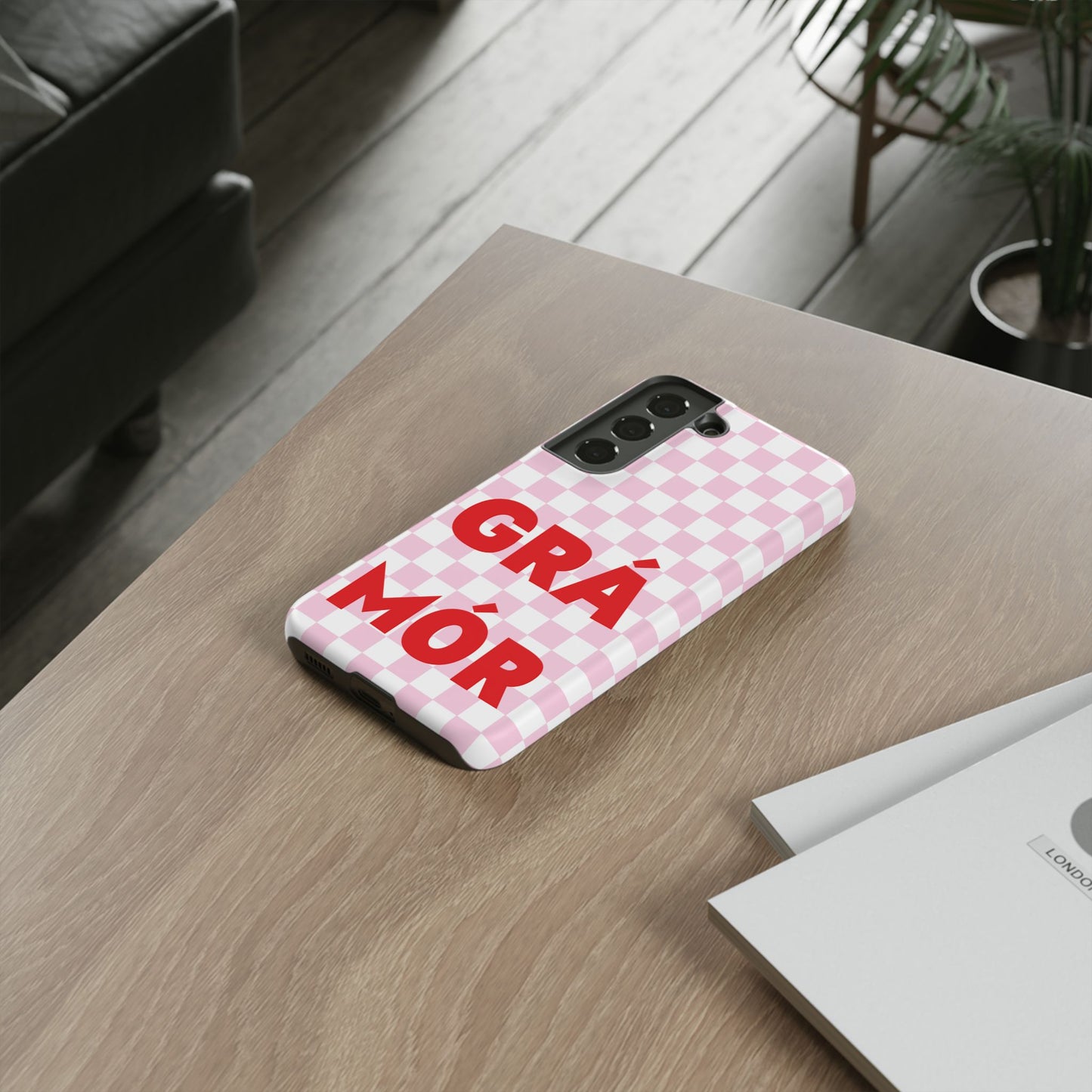 Pink Checked Grá Mór Tough Irish Phone Case