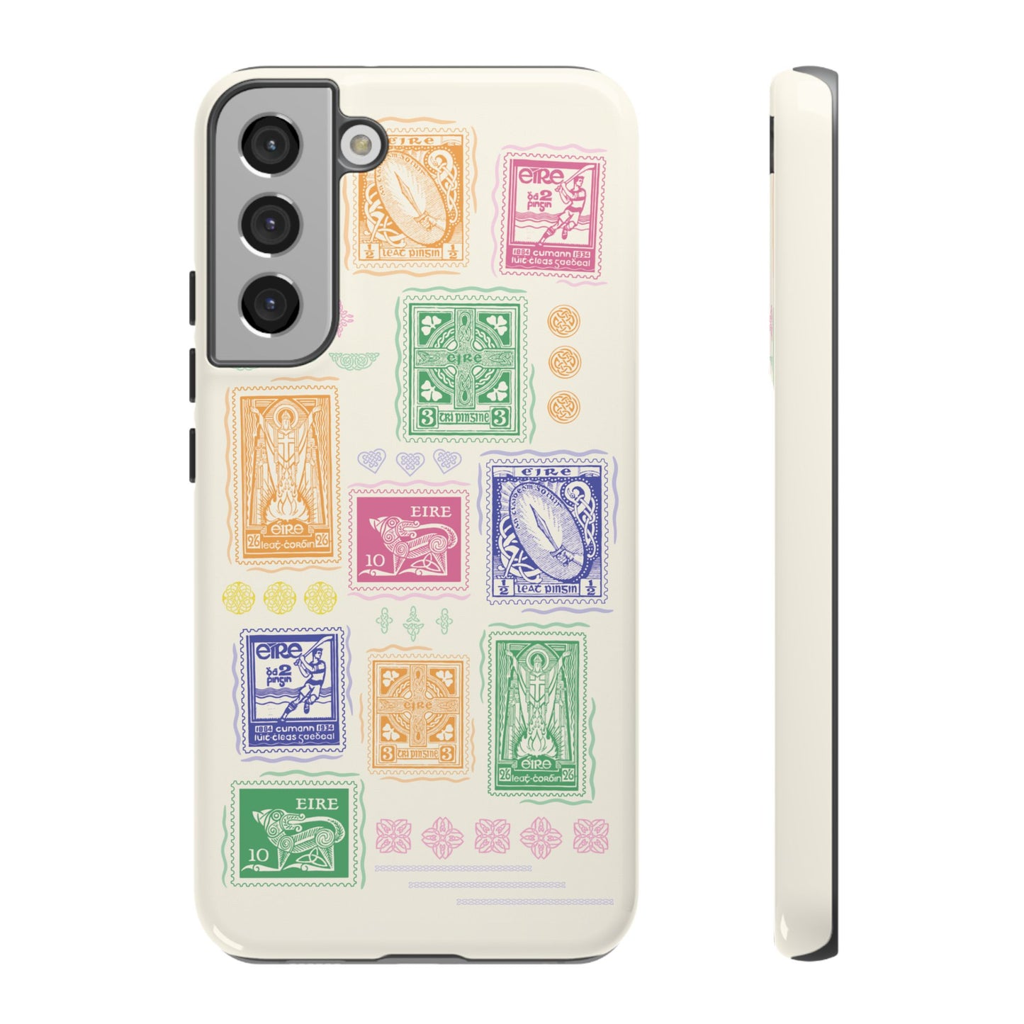 Colourful Vintage Irish Stamps and Celtic Symbols Tough Phone Case