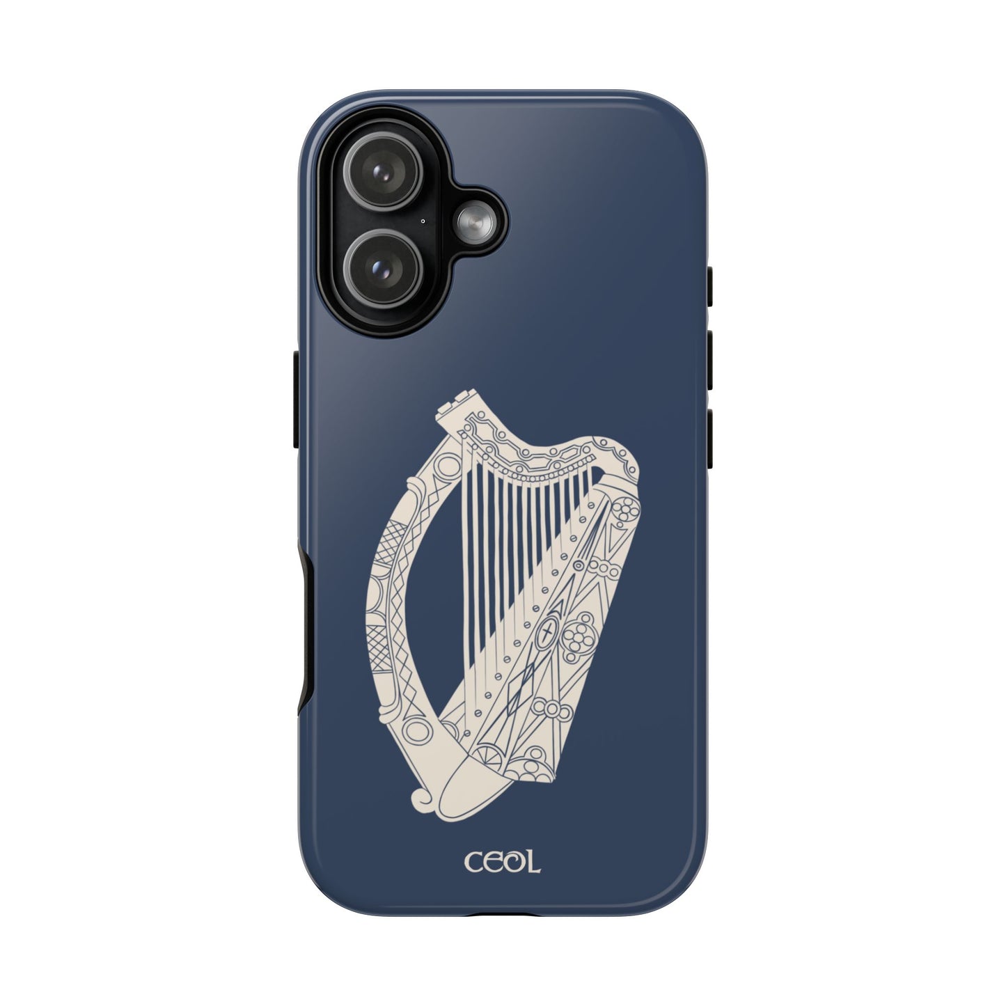 Navy Celtic Harp Tough Irish Phone Case, Ceol