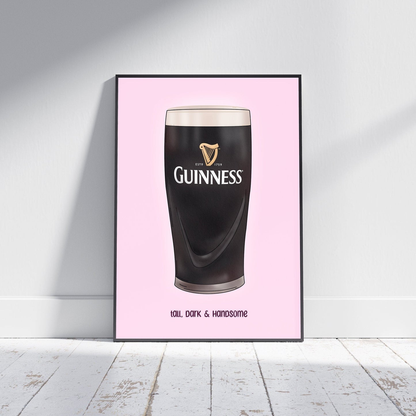 Guinness Pint Print: Irish Home Decor - Tall, Dark and Handsome