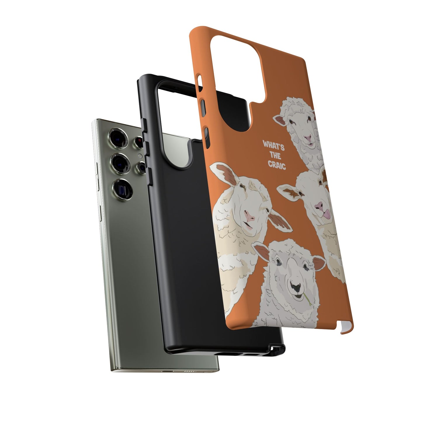 What's the Craic, Funny Sheep Burnt Orange Irish Phone Case