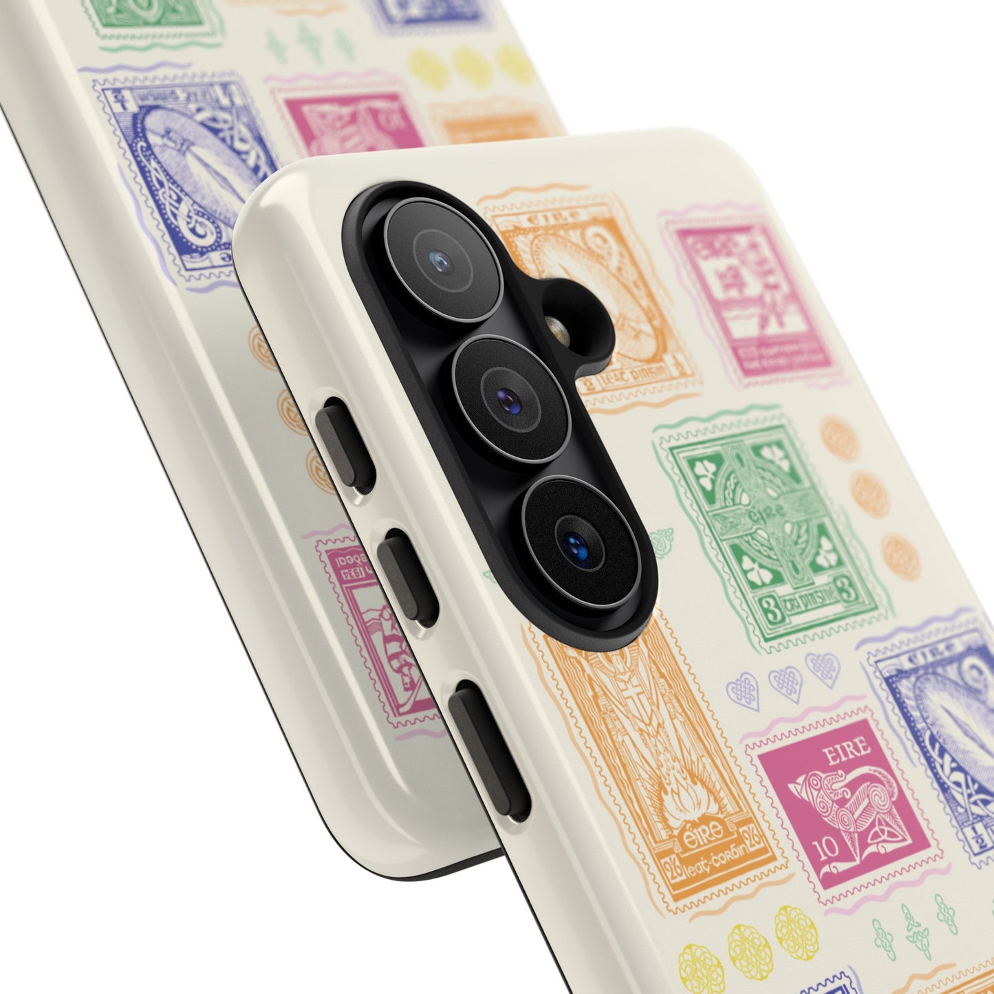 Colourful Vintage Irish Stamps and Celtic Symbols Tough Phone Case
