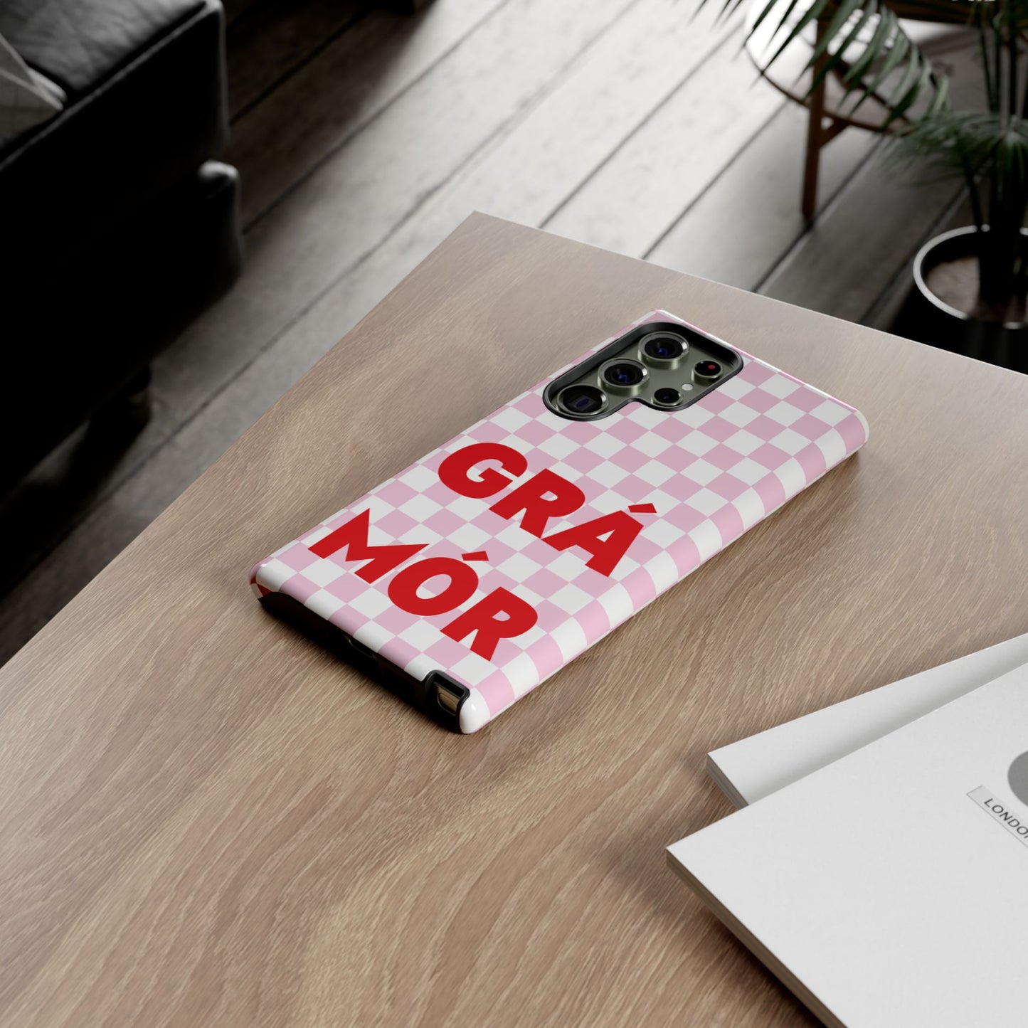 Pink Checked Grá Mór Tough Irish Phone Case