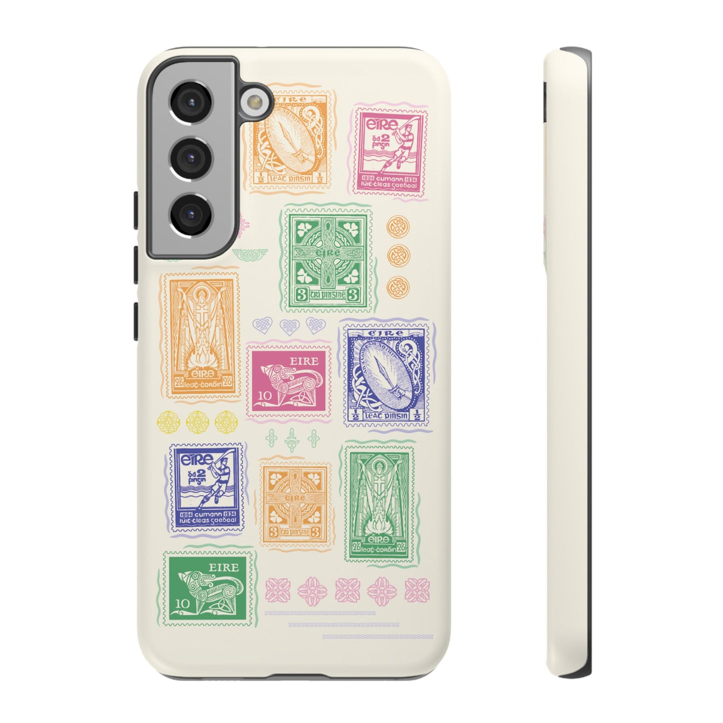 Colourful Vintage Irish Stamps and Celtic Symbols Tough Phone Case