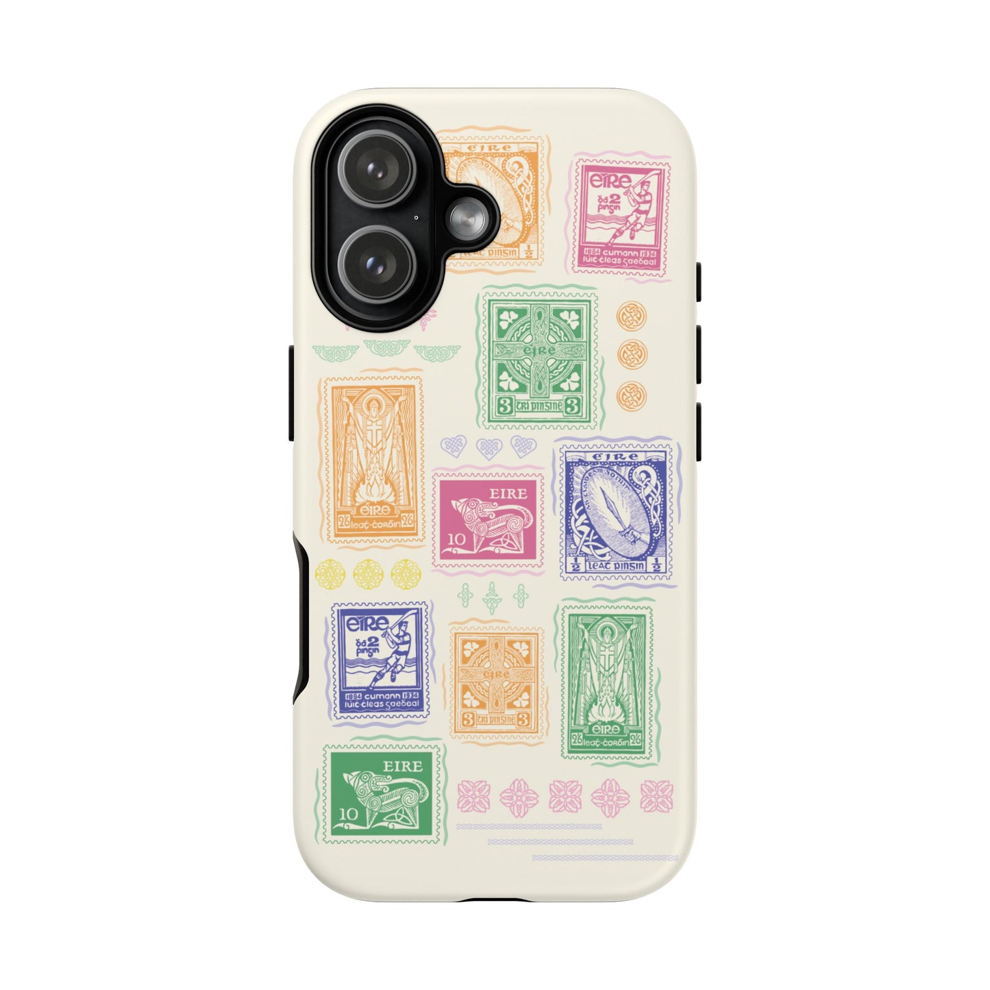 Colourful Vintage Irish Stamps and Celtic Symbols Tough Phone Case