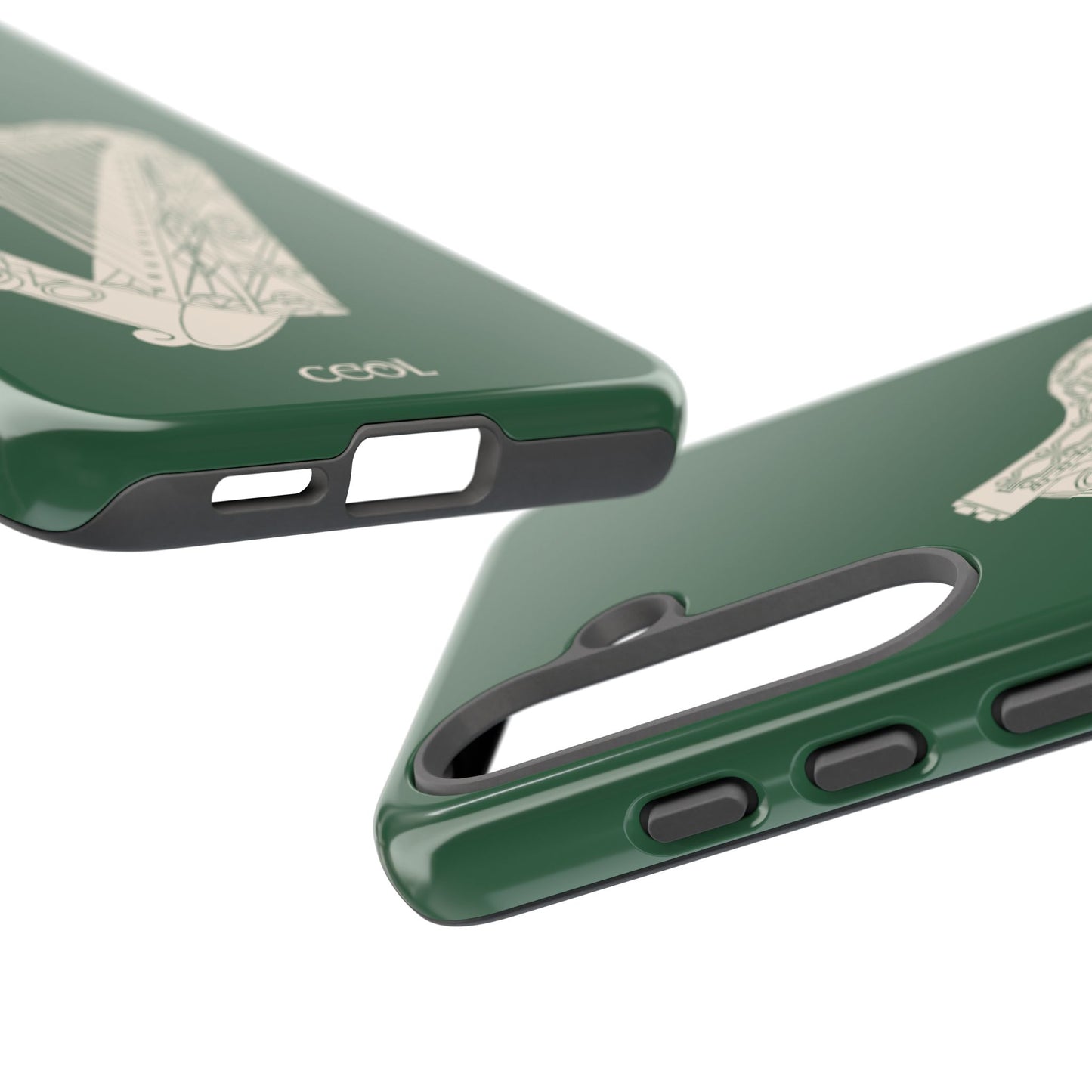 Green Celtic Harp Tough Irish Phone Case, Ceol