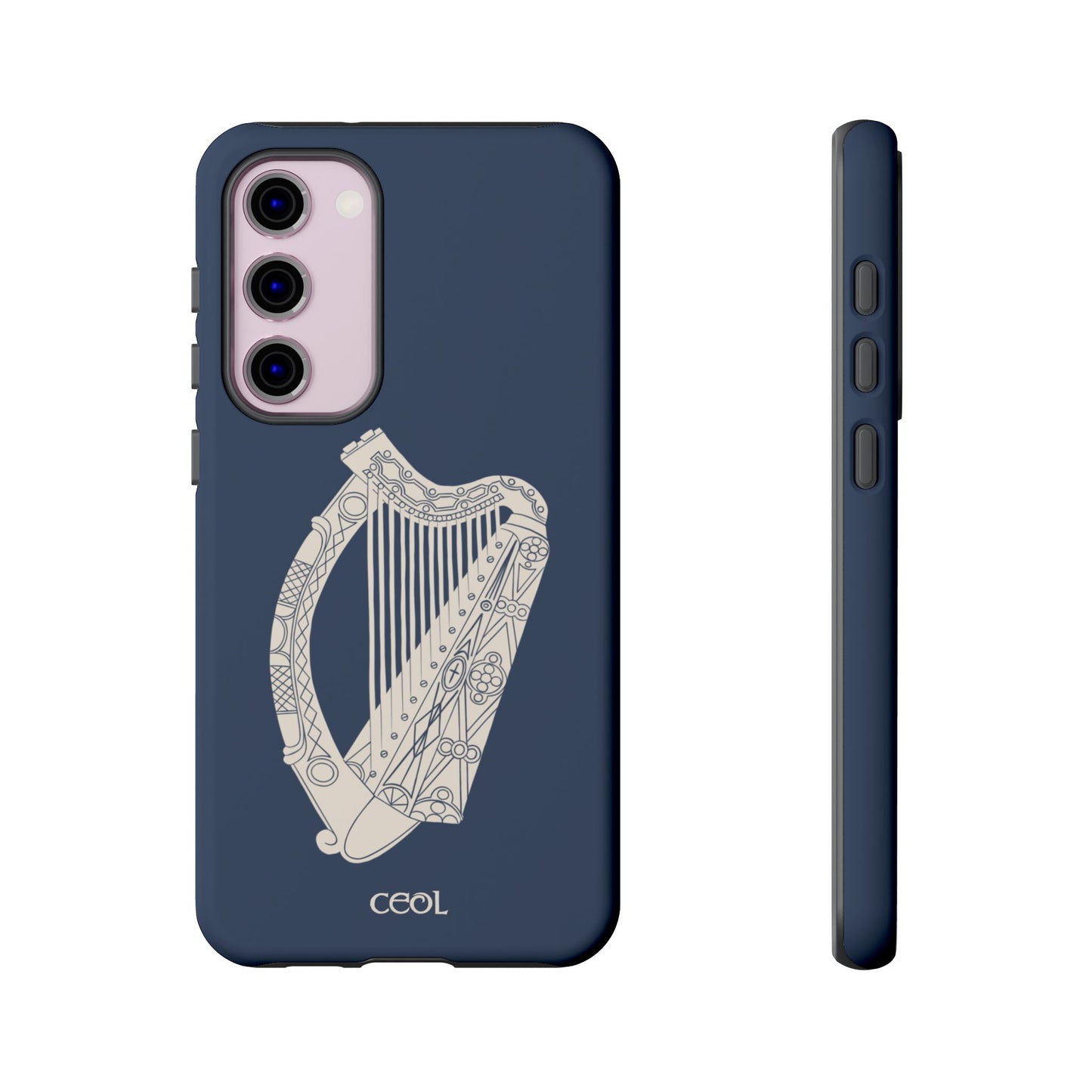 Navy Celtic Harp Tough Irish Phone Case, Ceol