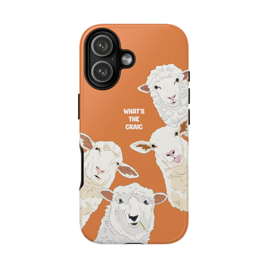 What's the Craic, Funny Sheep Burnt Orange Irish Phone Case