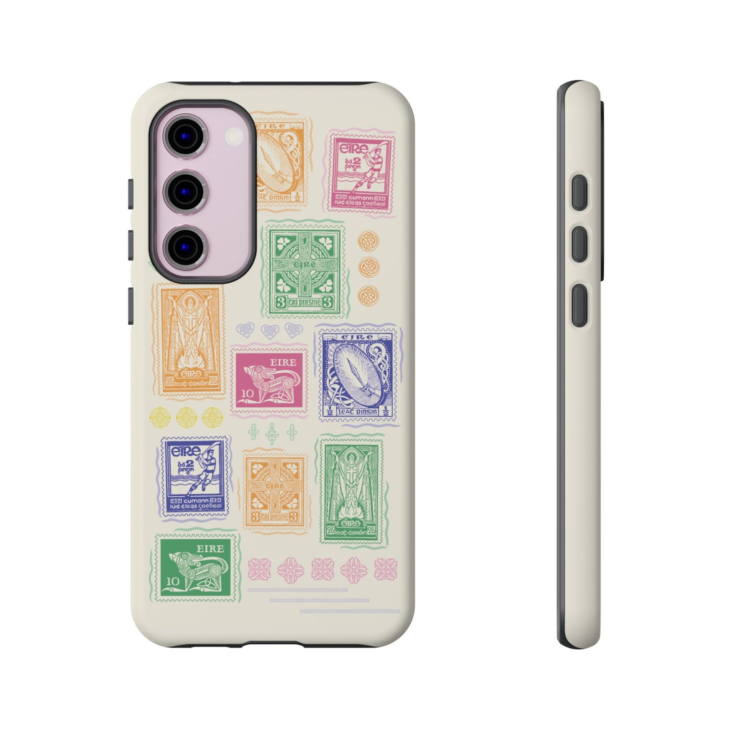 Colourful Vintage Irish Stamps and Celtic Symbols Tough Phone Case