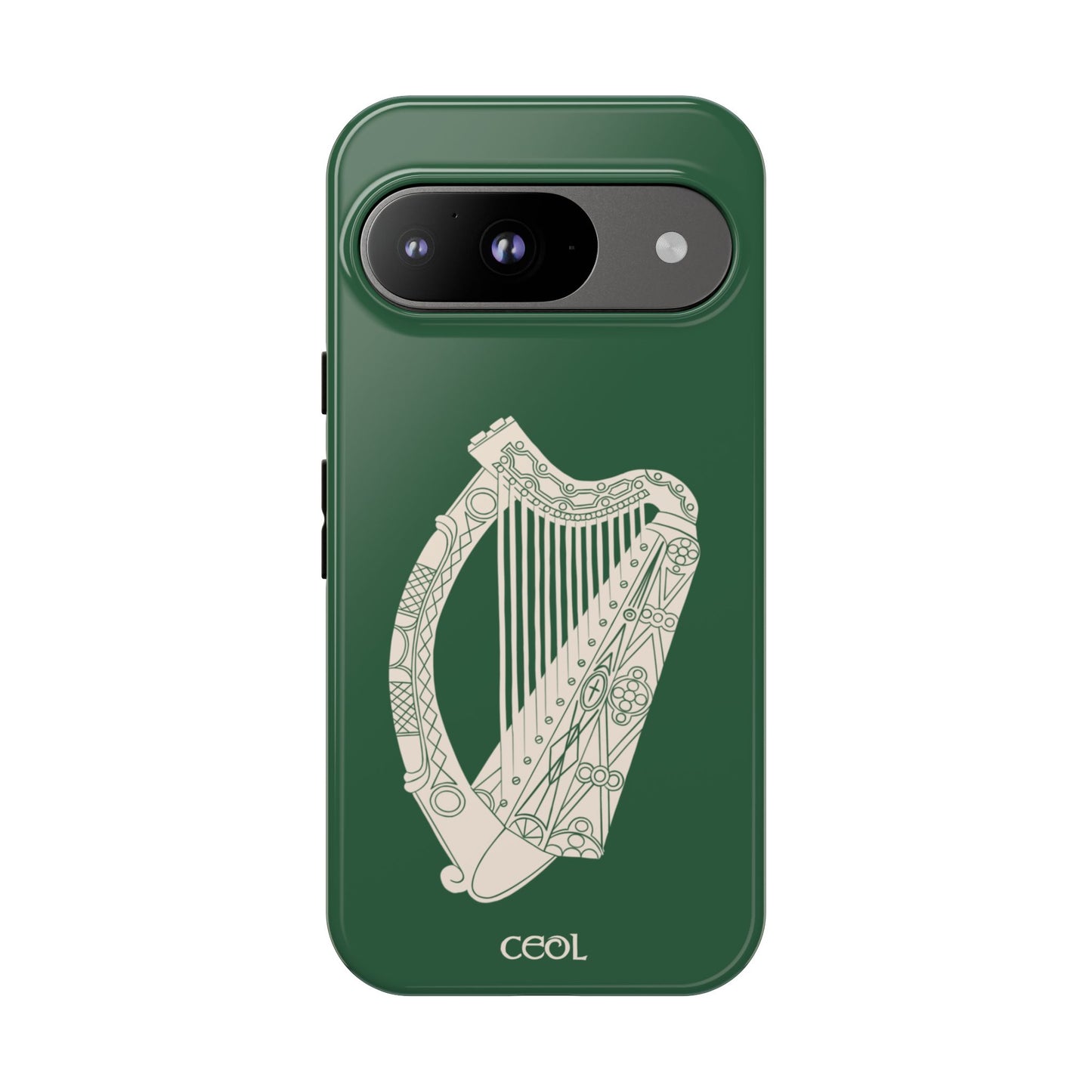 Green Celtic Harp Tough Irish Phone Case, Ceol