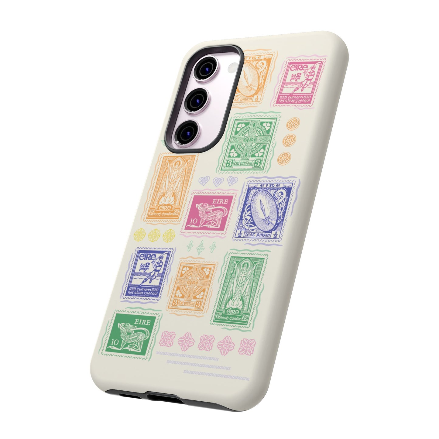 Colourful Vintage Irish Stamps and Celtic Symbols Tough Phone Case