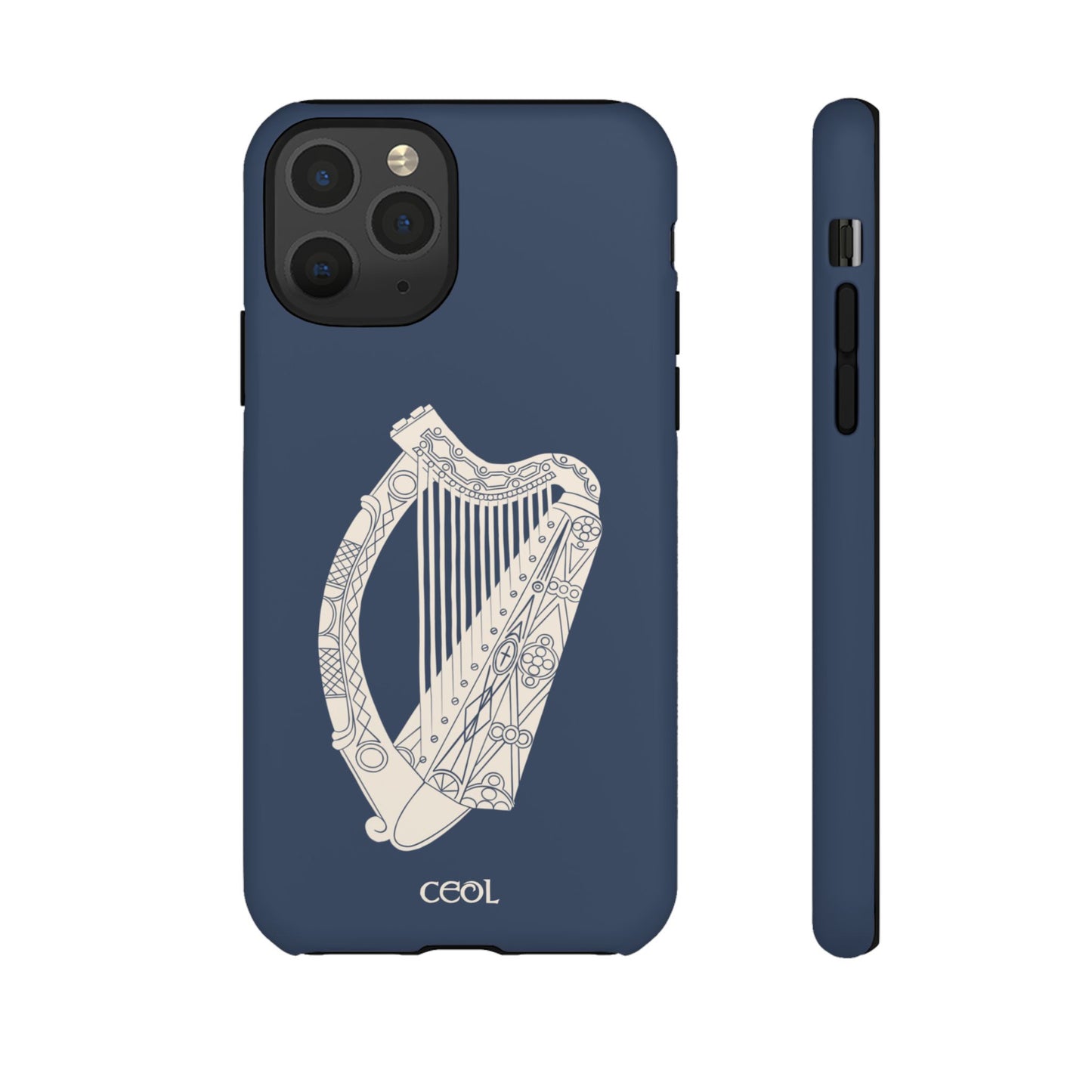 Navy Celtic Harp Tough Irish Phone Case, Ceol