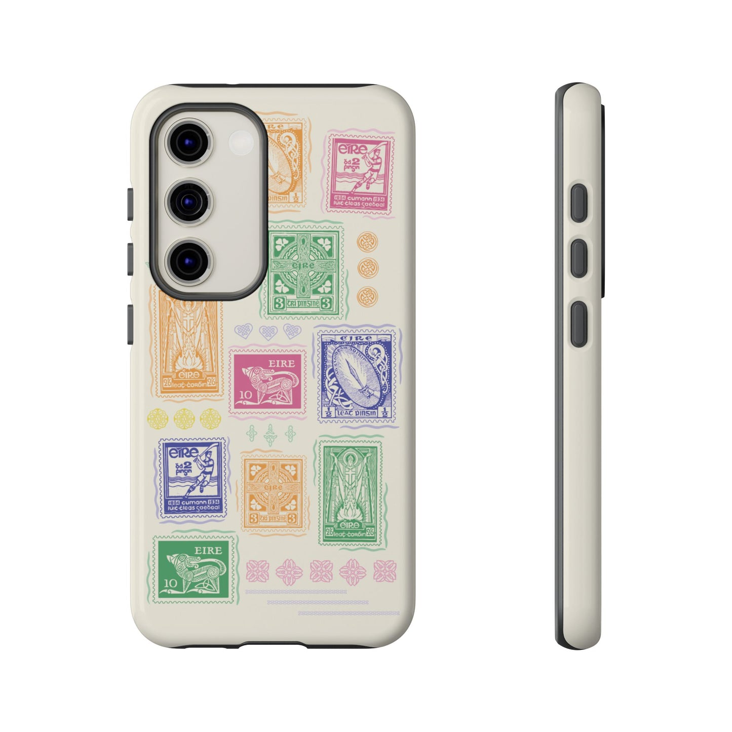 Colourful Vintage Irish Stamps and Celtic Symbols Tough Phone Case