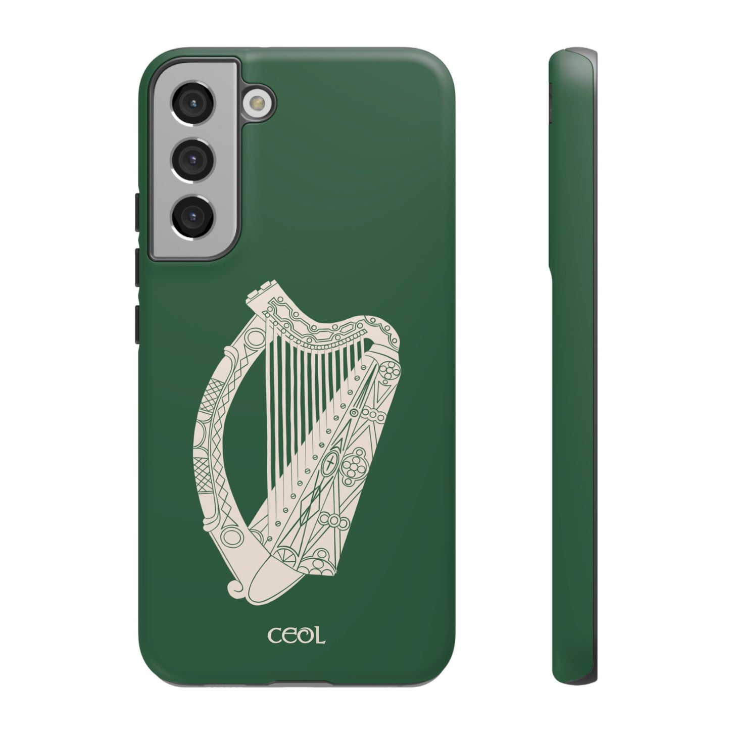 Green Celtic Harp Tough Irish Phone Case, Ceol