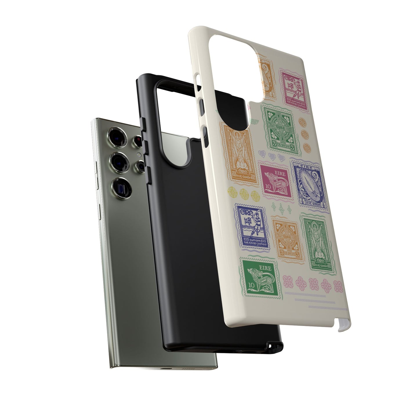 Colourful Vintage Irish Stamps and Celtic Symbols Tough Phone Case