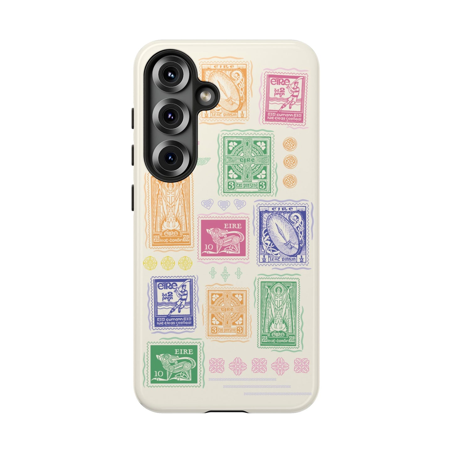 Colourful Vintage Irish Stamps and Celtic Symbols Tough Phone Case