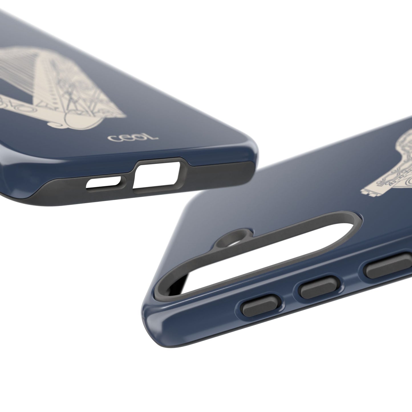 Navy Celtic Harp Tough Irish Phone Case, Ceol
