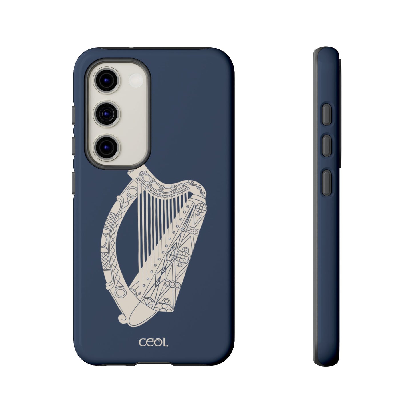 Navy Celtic Harp Tough Irish Phone Case, Ceol