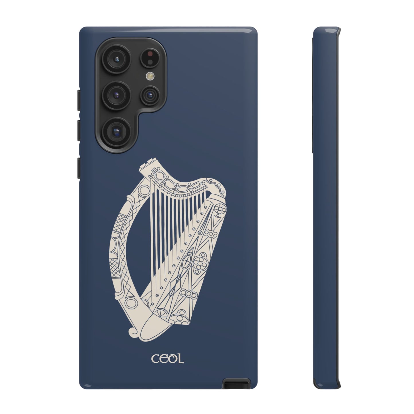 Navy Celtic Harp Tough Irish Phone Case, Ceol