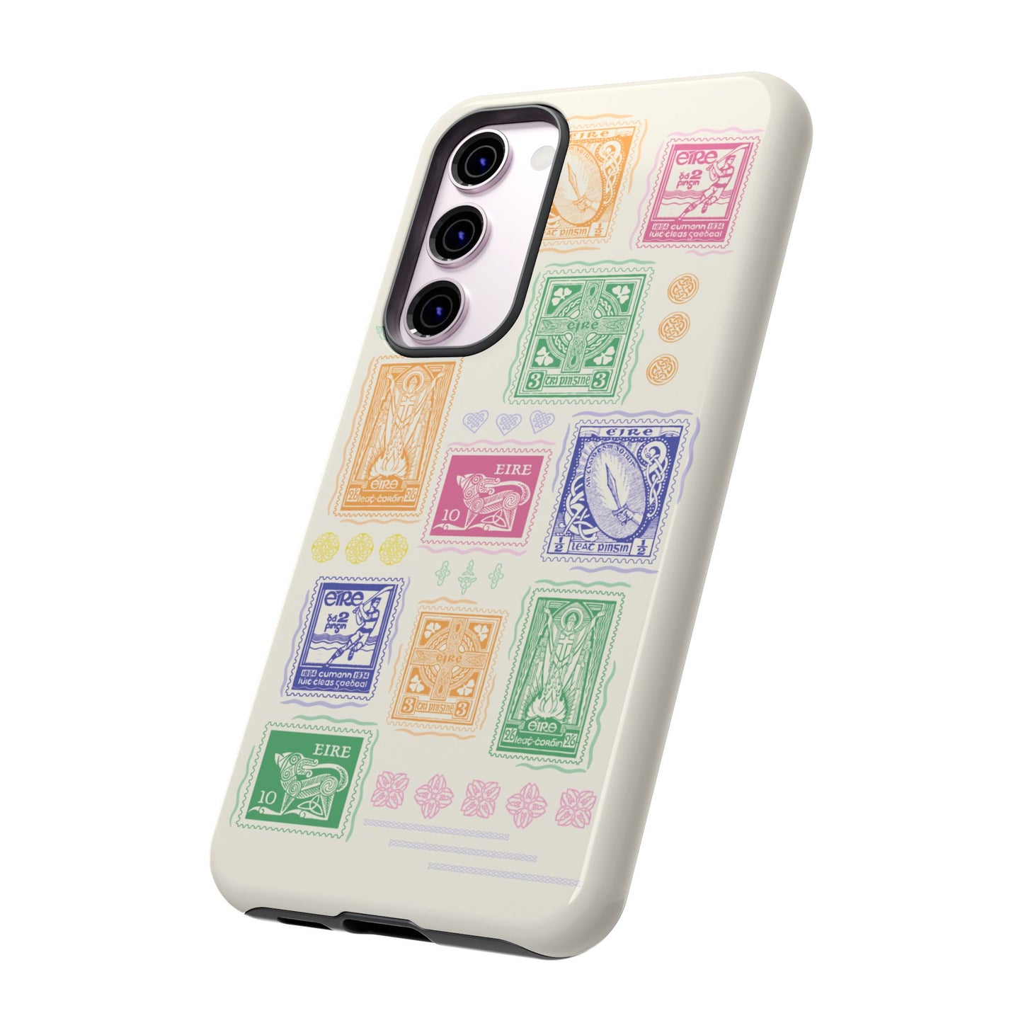 Colourful Vintage Irish Stamps and Celtic Symbols Tough Phone Case
