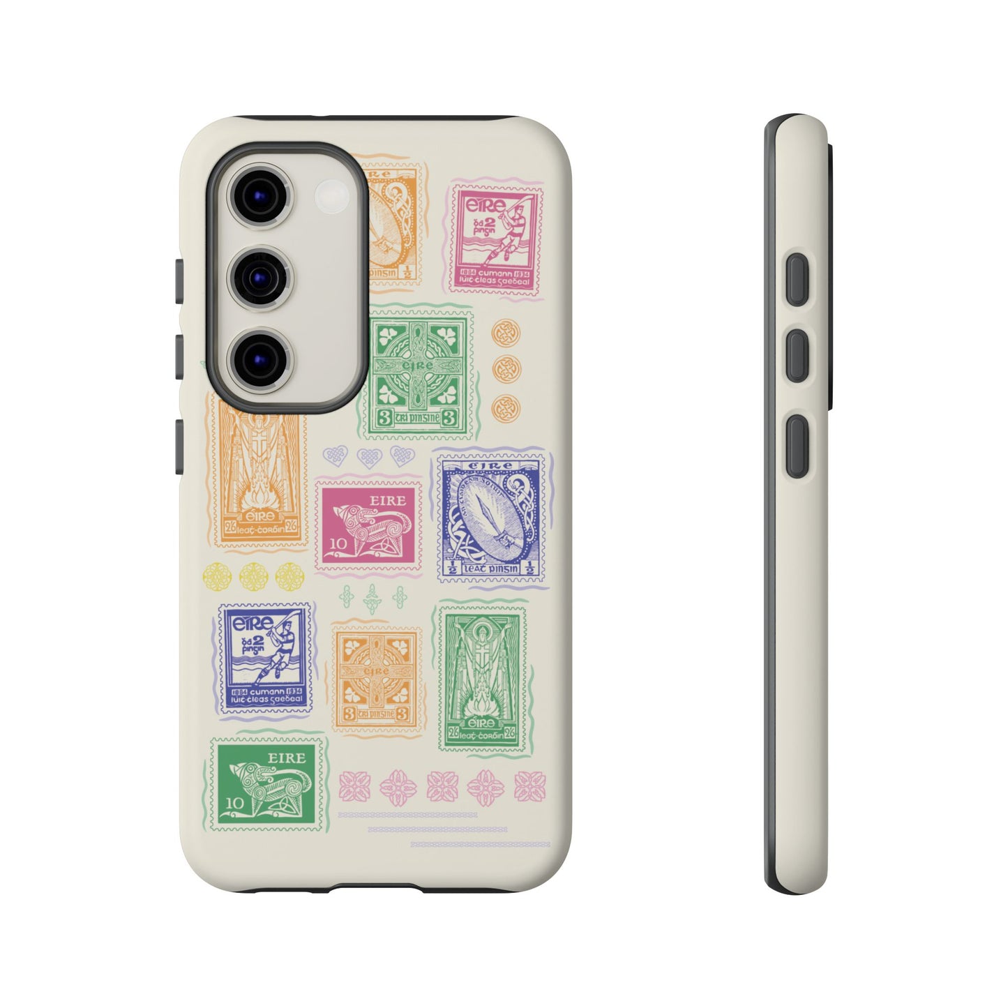 Colourful Vintage Irish Stamps and Celtic Symbols Tough Phone Case