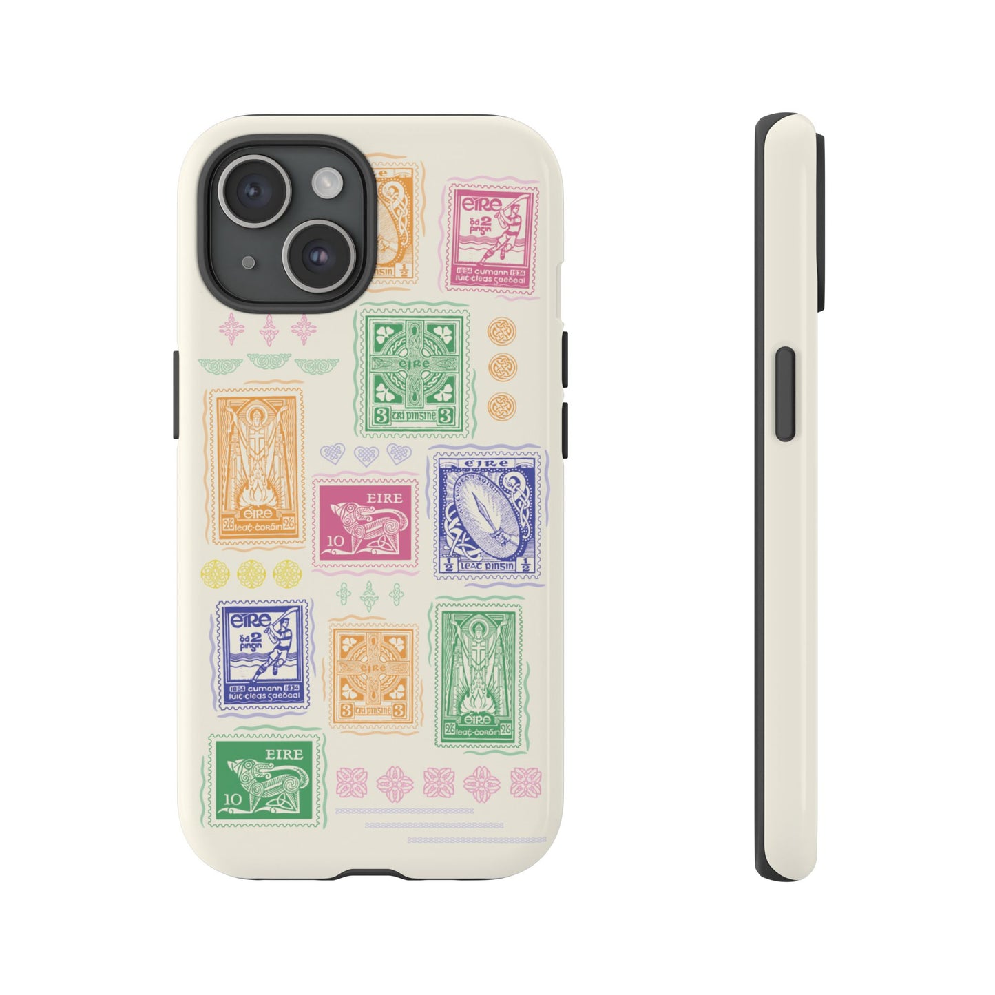 Colourful Vintage Irish Stamps and Celtic Symbols Tough Phone Case