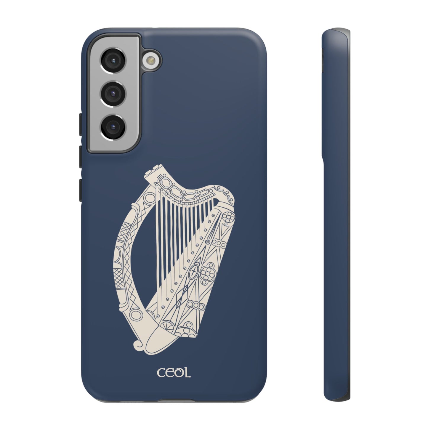 Navy Celtic Harp Tough Irish Phone Case, Ceol
