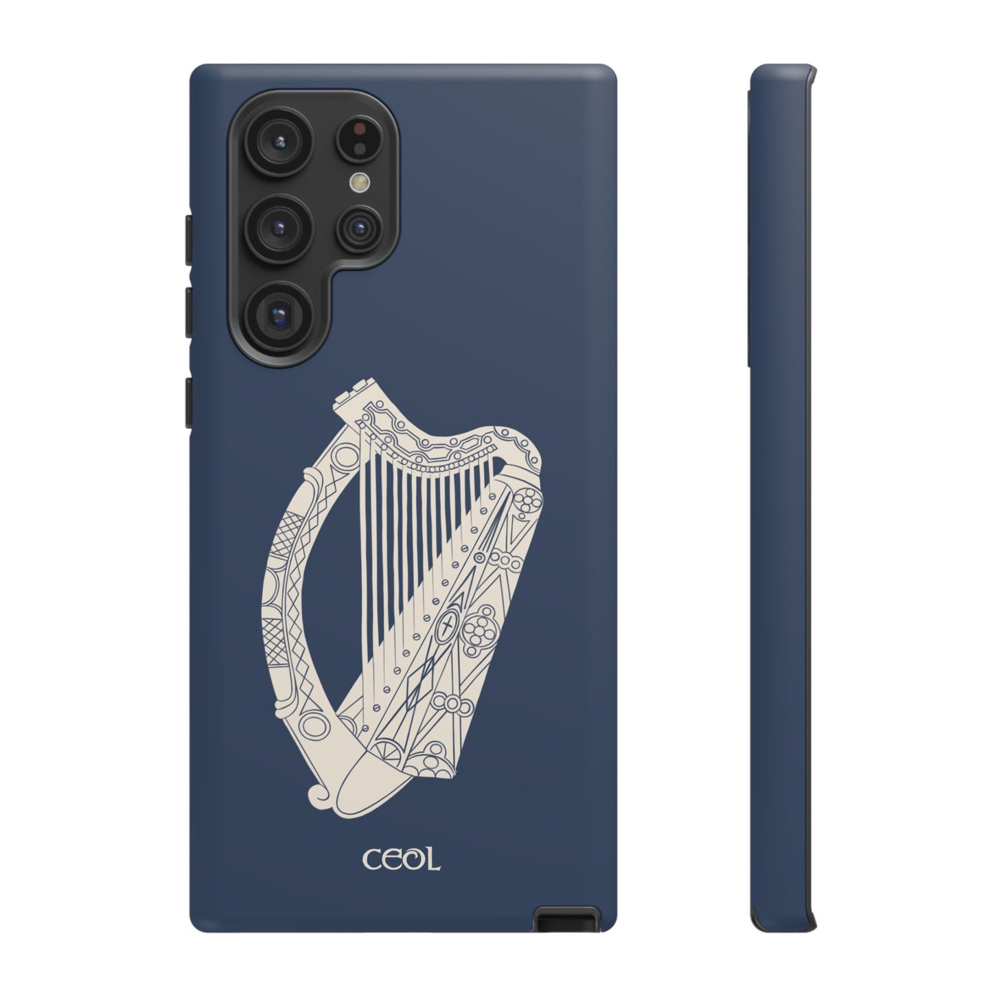 Navy Celtic Harp Tough Irish Phone Case, Ceol
