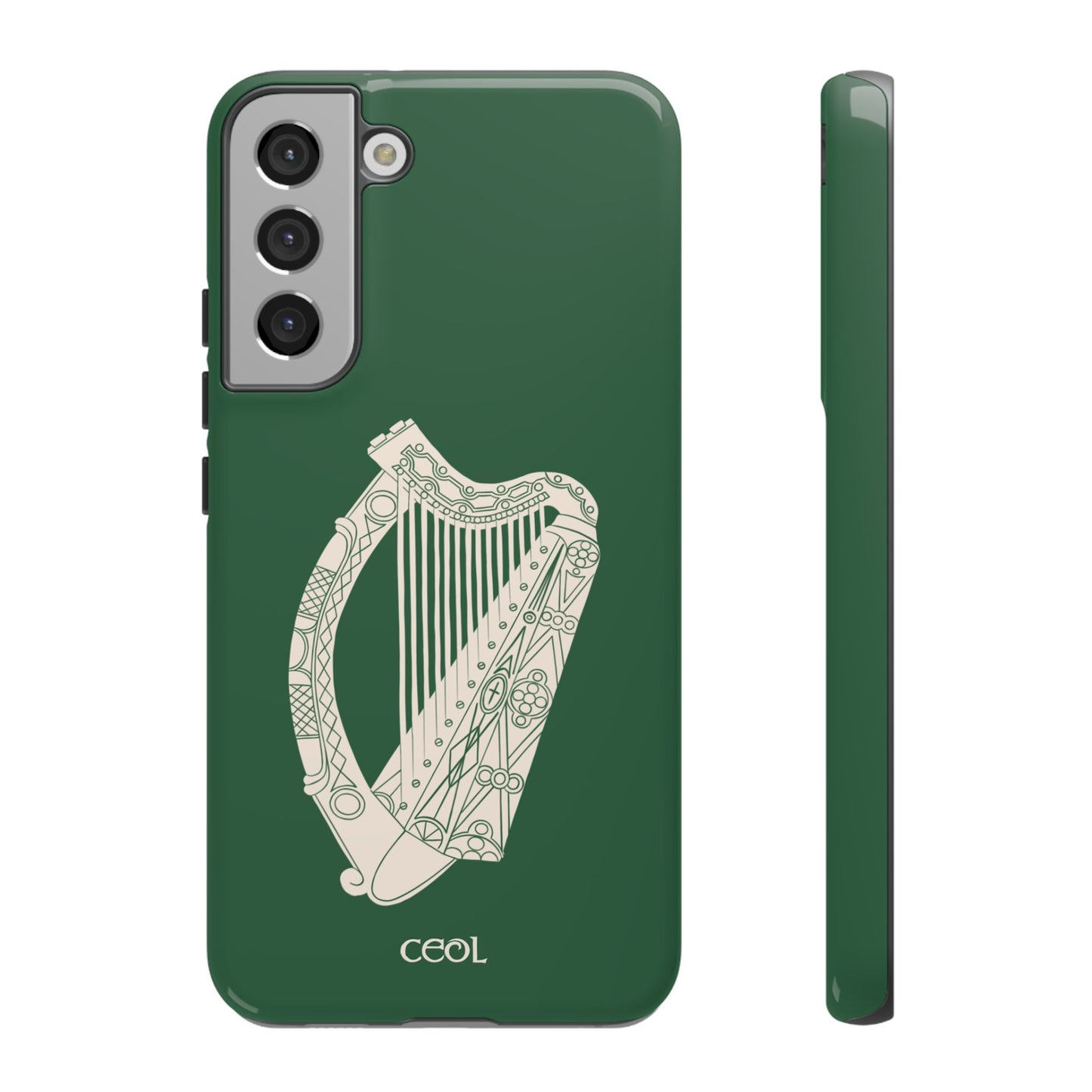 Green Celtic Harp Tough Irish Phone Case, Ceol