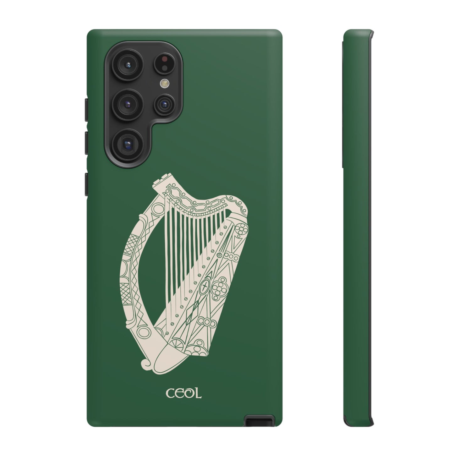 Green Celtic Harp Tough Irish Phone Case, Ceol