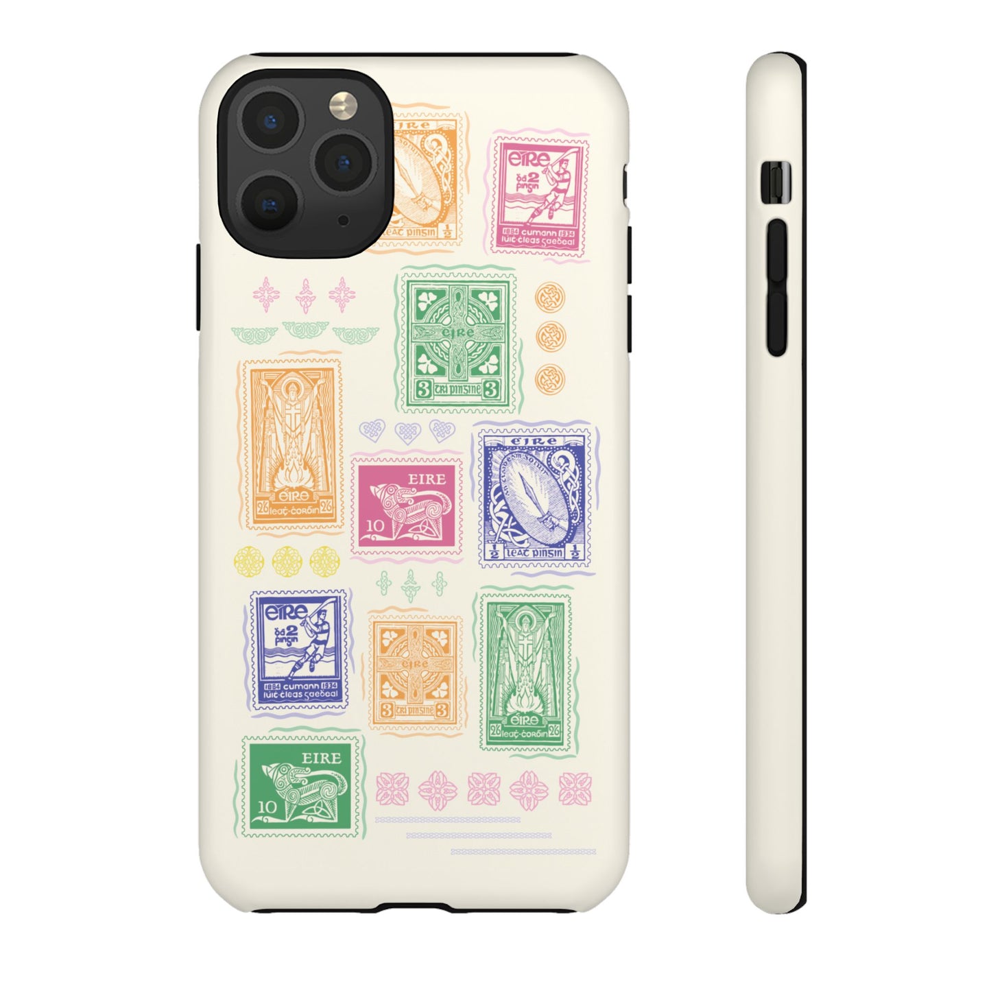 Colourful Vintage Irish Stamps and Celtic Symbols Tough Phone Case