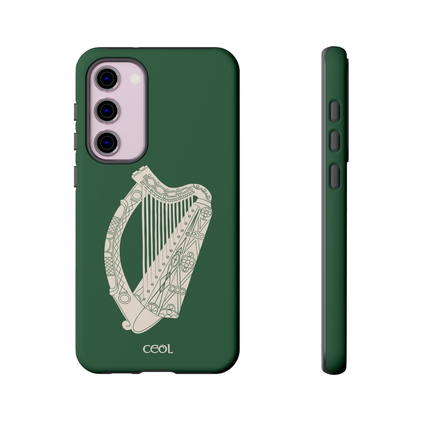 Green Celtic Harp Tough Irish Phone Case, Ceol